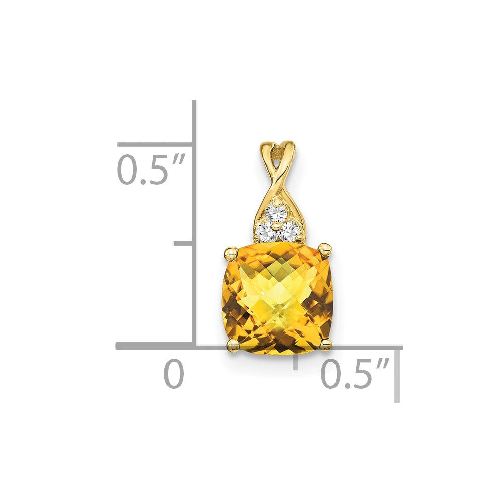 10k Checkerboard Citrine and Diamond Pendant
