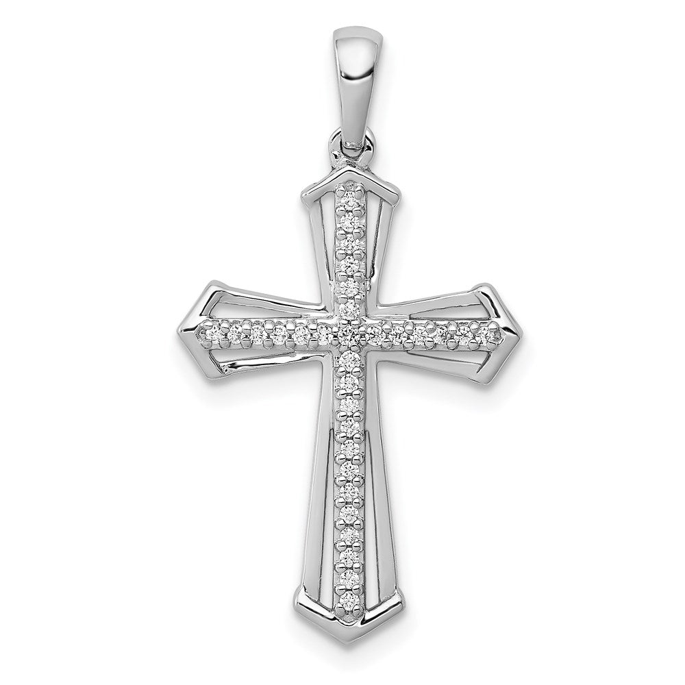 14k White Gold 1/8ct. Diamond Passion Cross Pendant