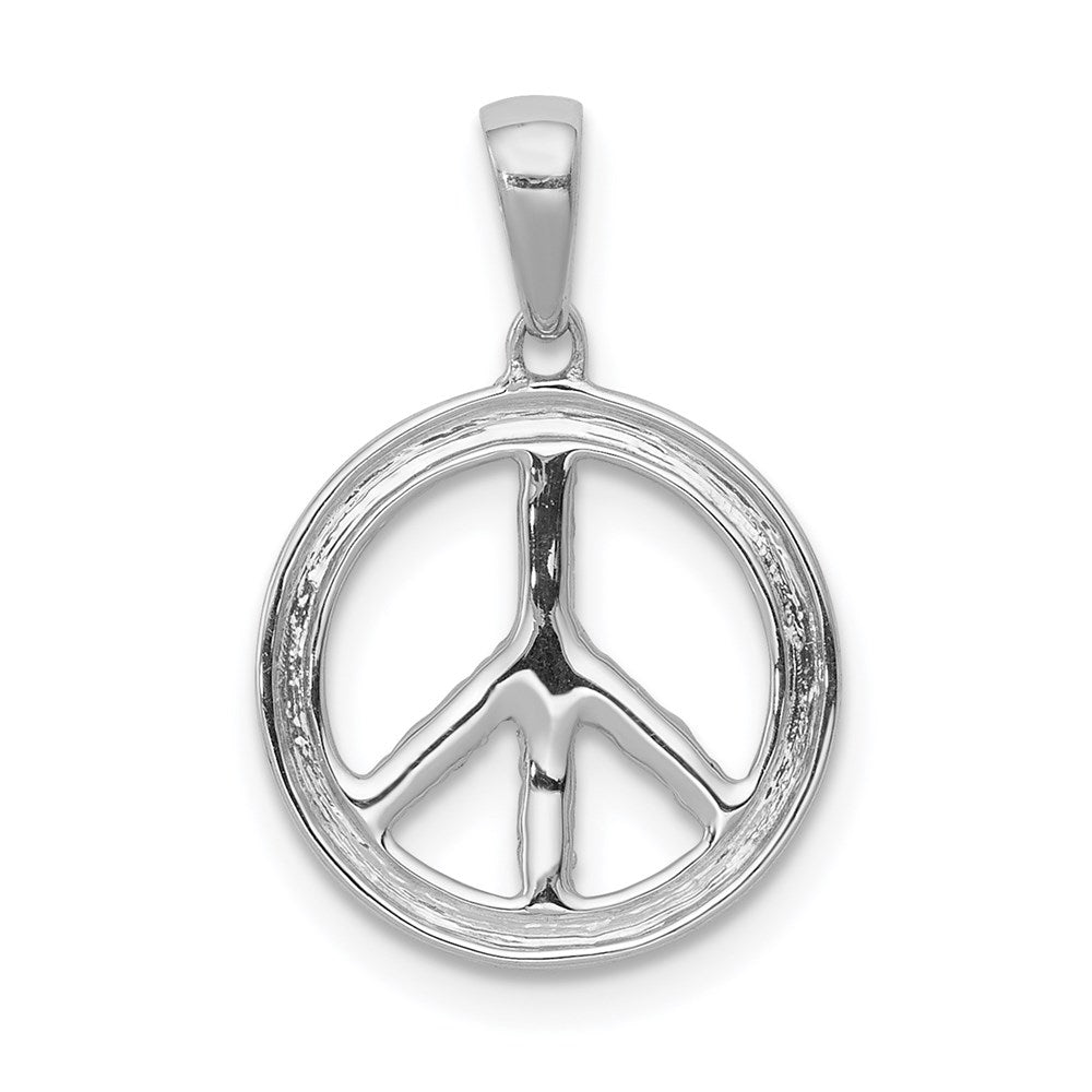 14k White Gold Diamond Peace Sign Pendant