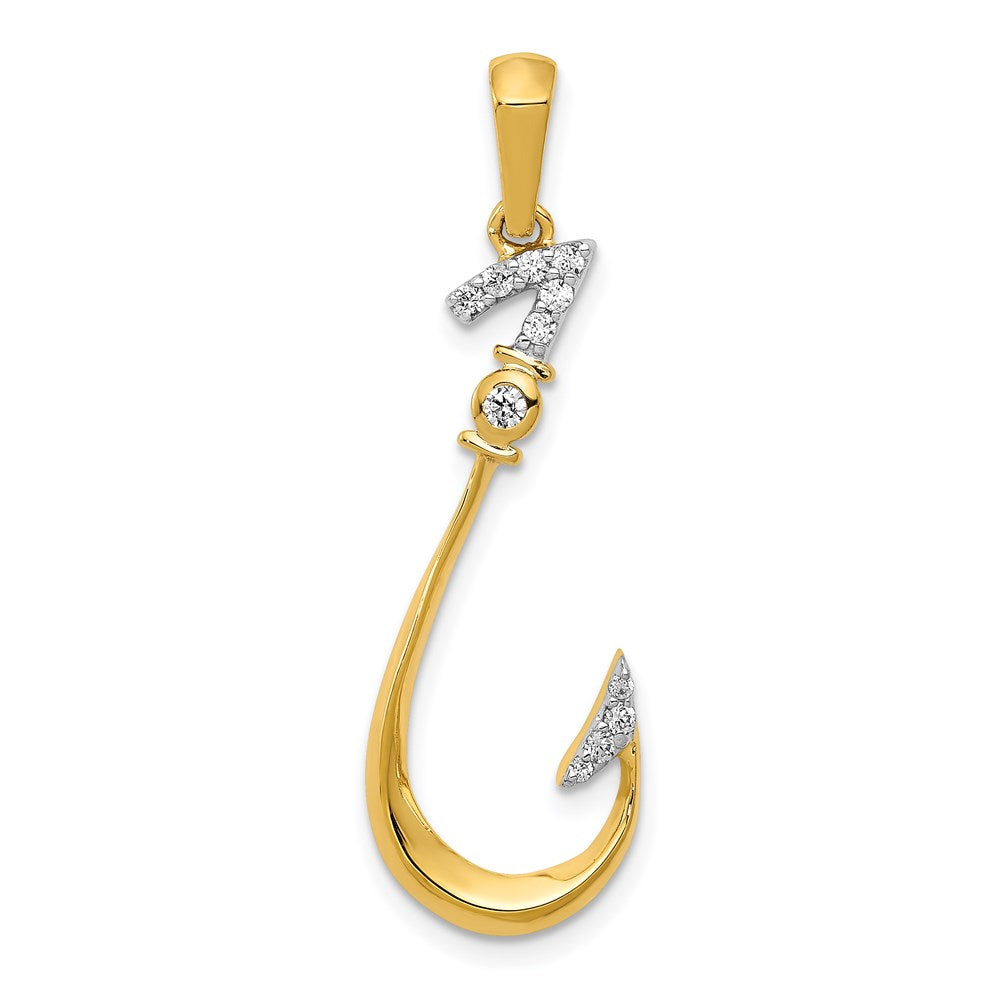 14k gold fish hook 14k Diamond Fish Hook Pendant – TreasureFineJeweler