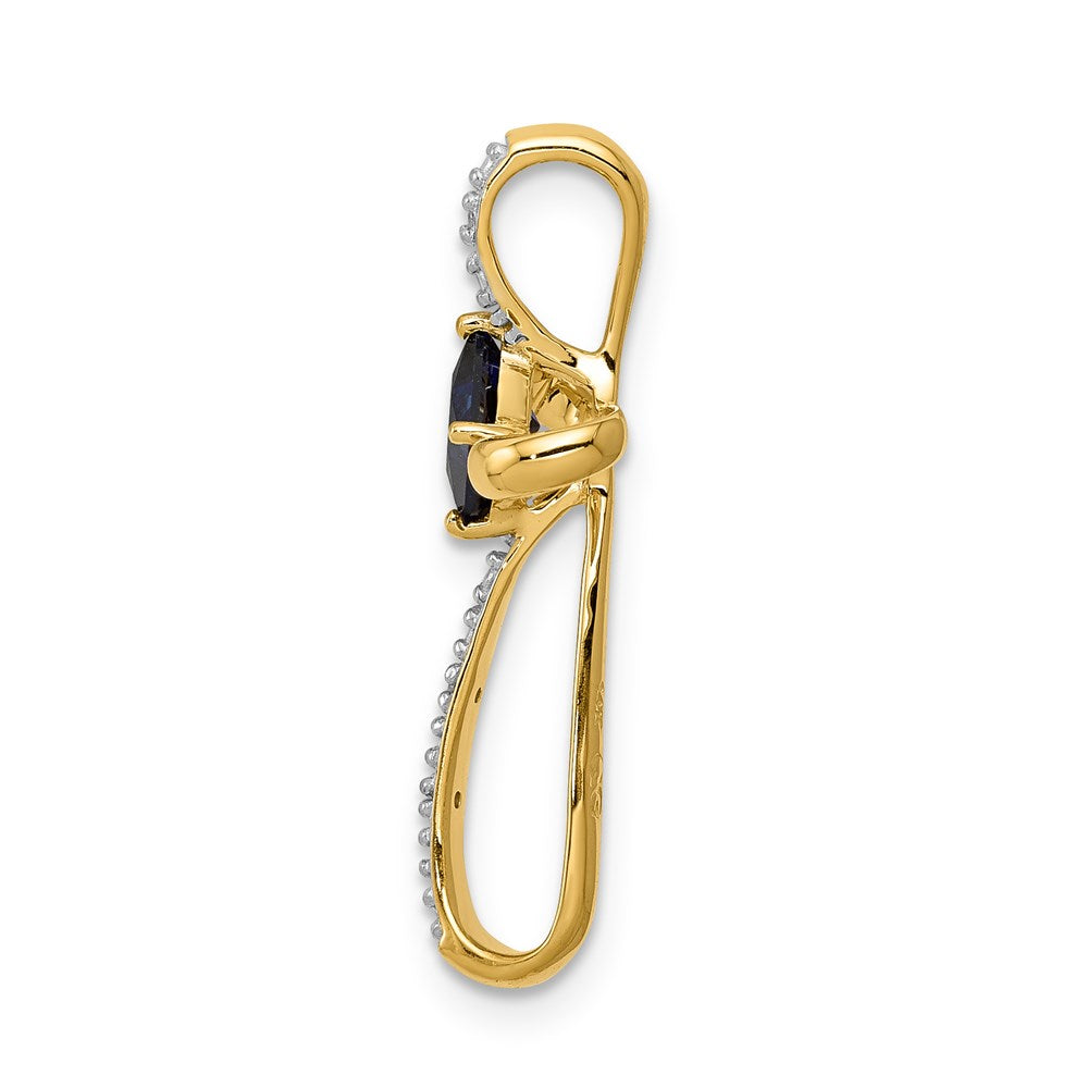 14k w/Rhodium Lab Created Sapphire and Diamond Cross Slide