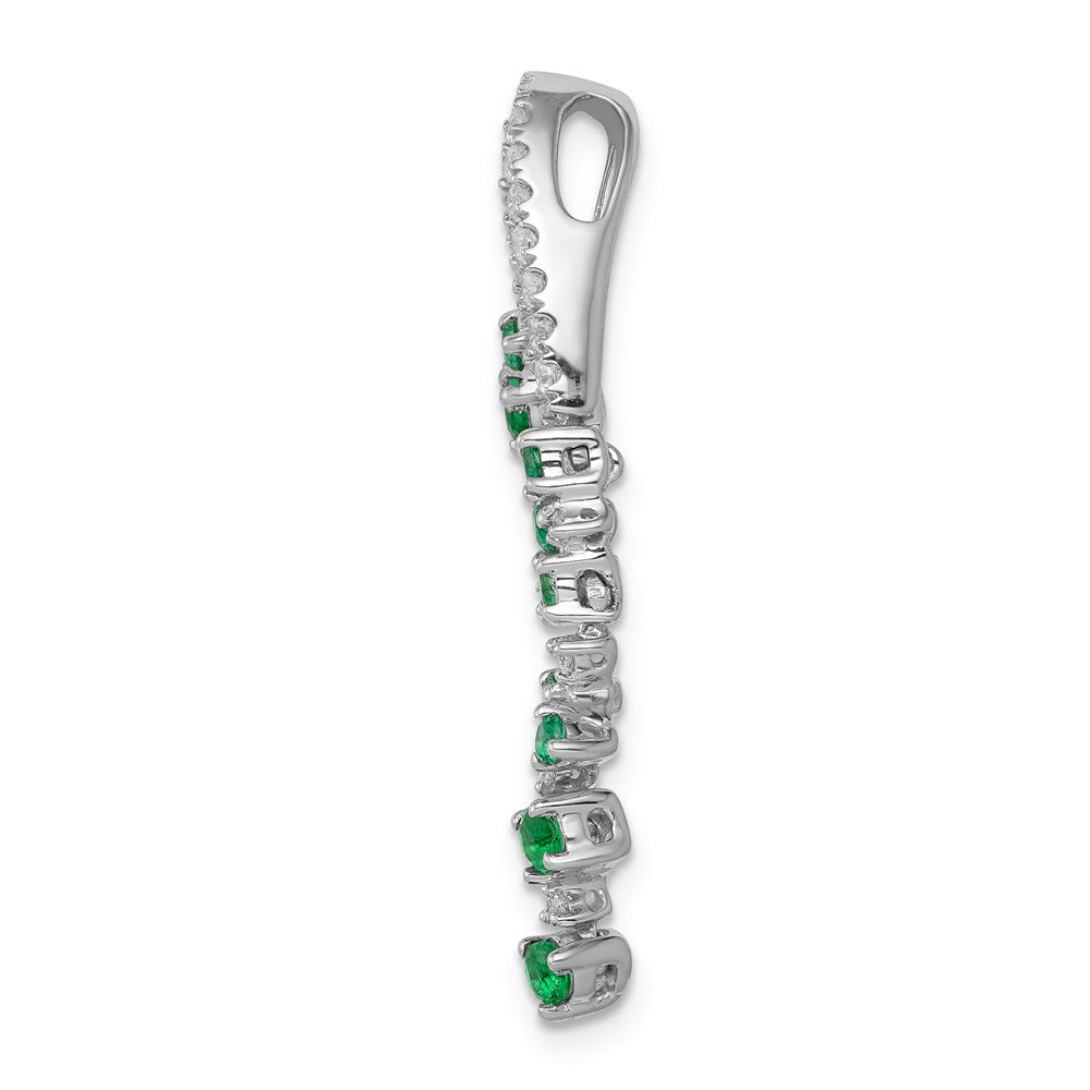 14k White Gold Fancy Diamond and Emerald Chain Slide