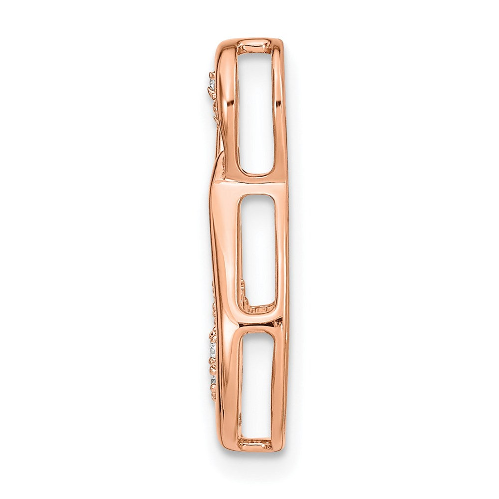 14k Rose Gold Polished Diamond Double Teardrop Chain Slide