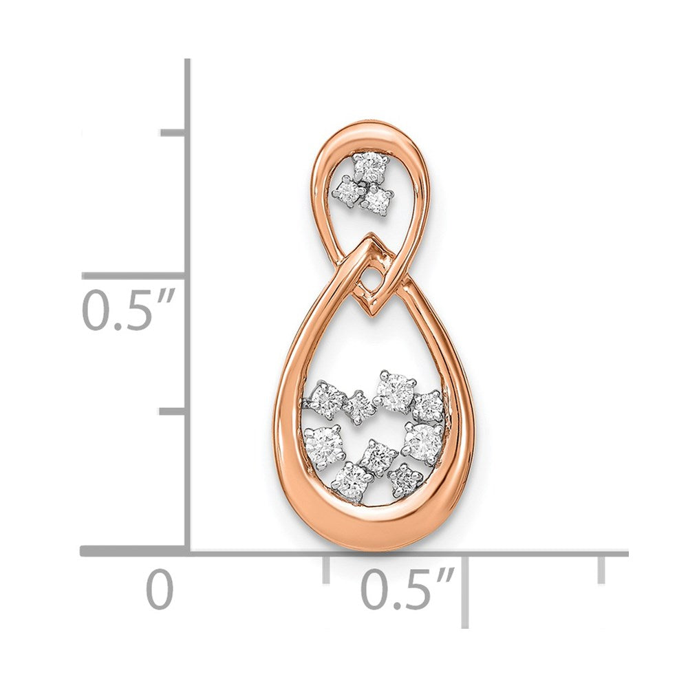 14k Rose Gold Polished Diamond Double Teardrop Chain Slide