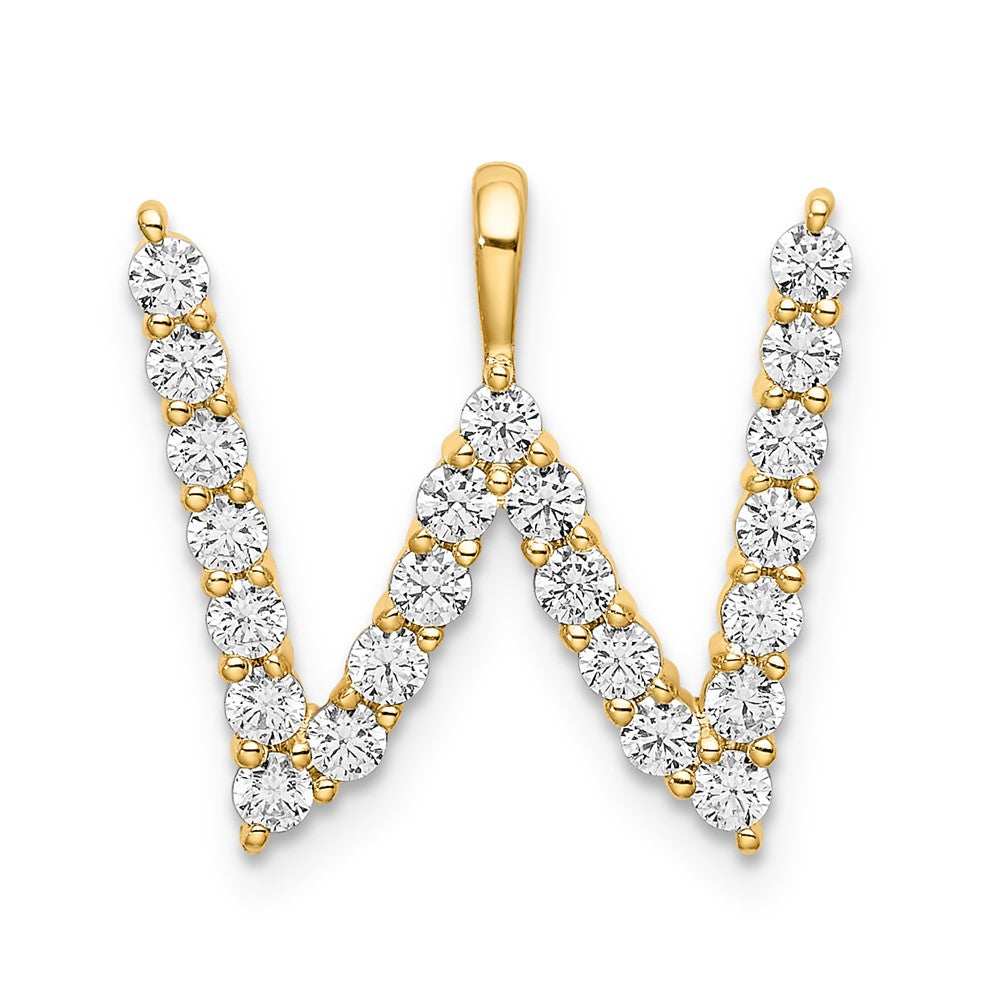 14KY Large Initial W Diamond Pendant