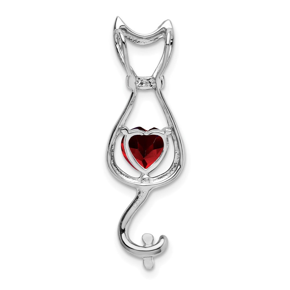 14k White Gold Garnet and Diamond Cat Pendant