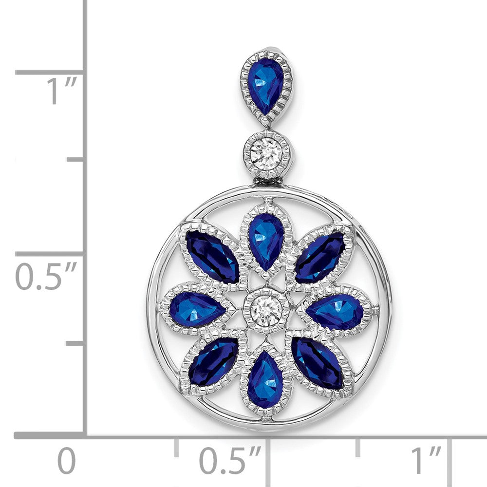 14k White Gold Sapphire and Diamond Pendant