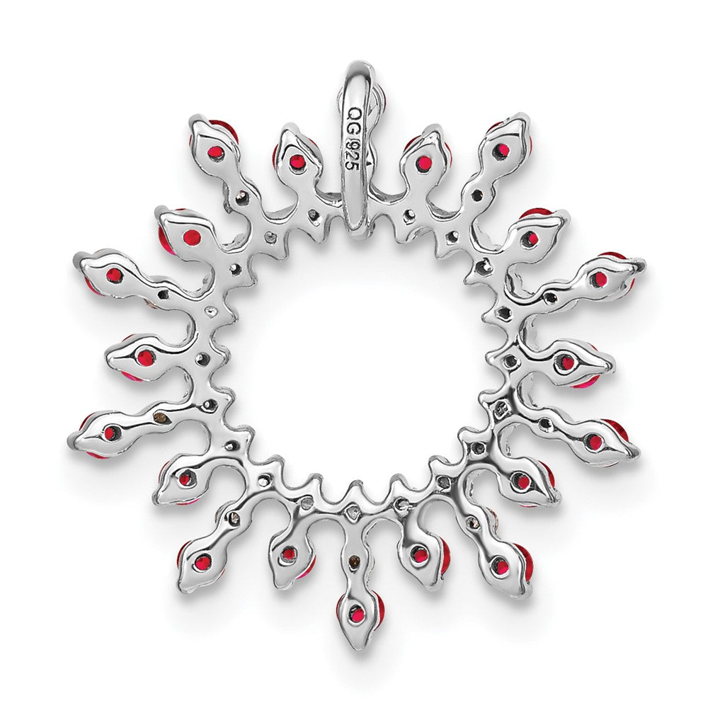 14k White Gold Ruby and Diamond Snowflake Chain Slide