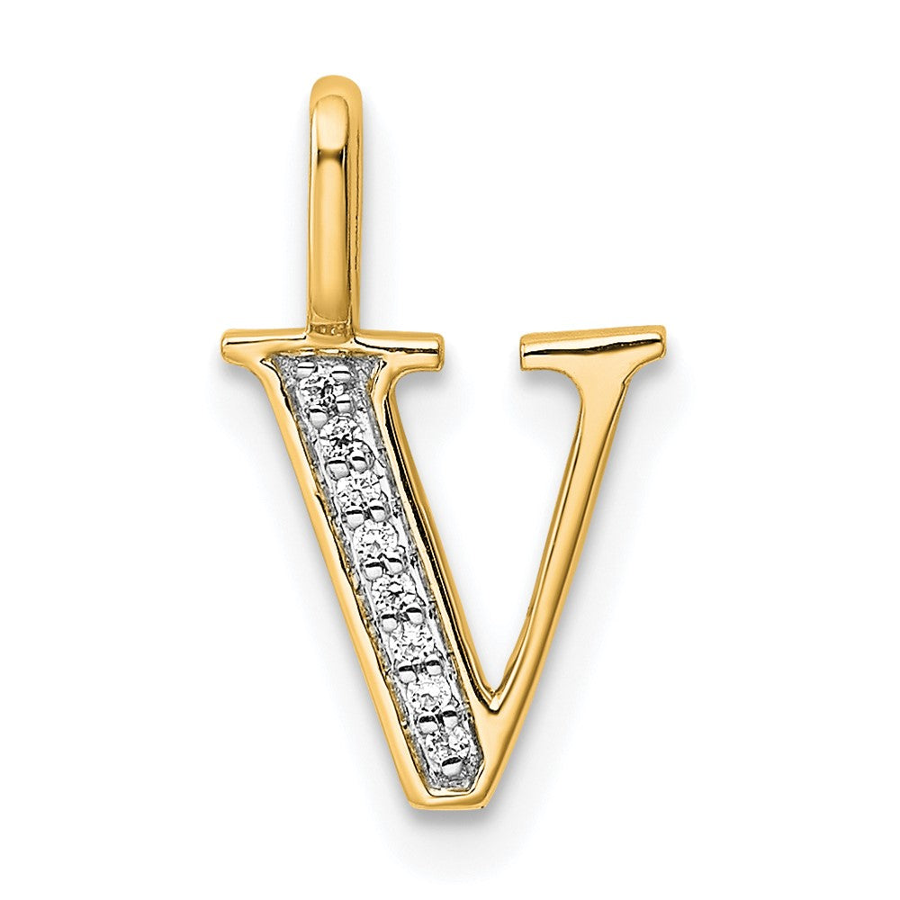 10k Yellow Gold Diamond Letter V Initial Pendant – TreasureFineJeweler