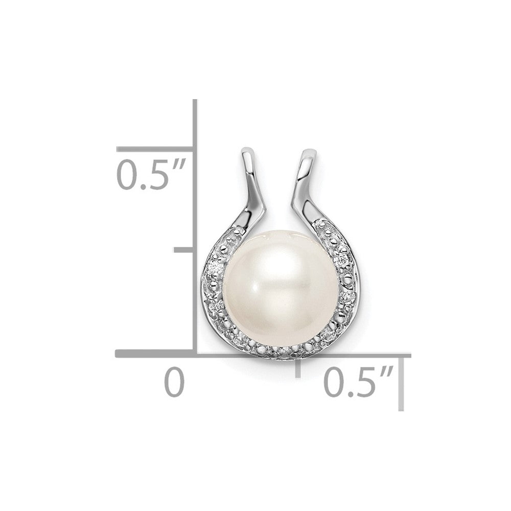 14k White Gold Freshwater Cultured Pearl & Diamond Chain Slide