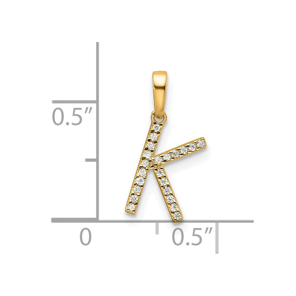 14K Diamond Letter K Initial Pendant