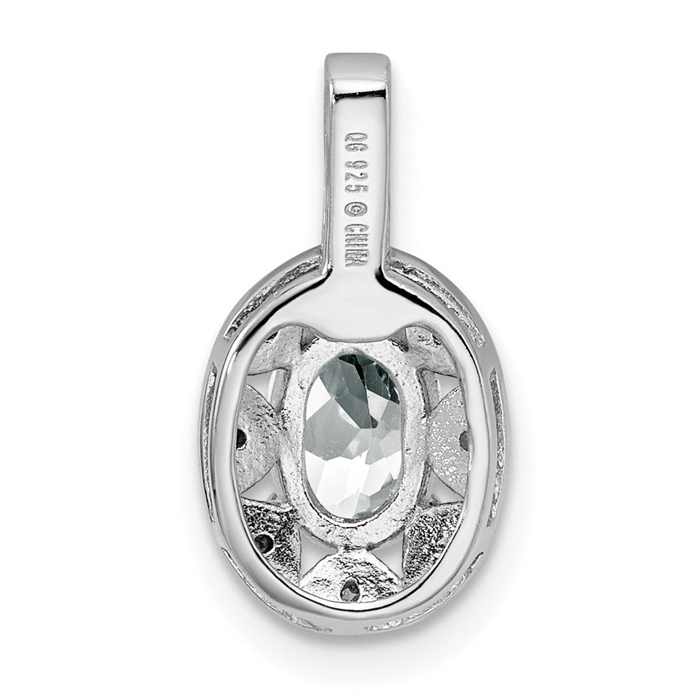 Sterling Silver Rhodium-plated Diam. & White Topaz Pendant