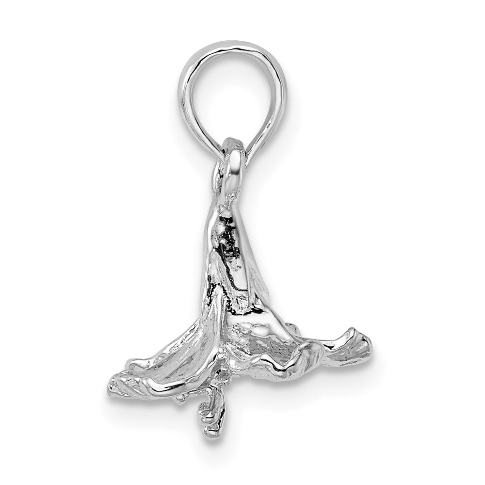 Sterling Silver Polished 3D Hibiscus Flower Pendant