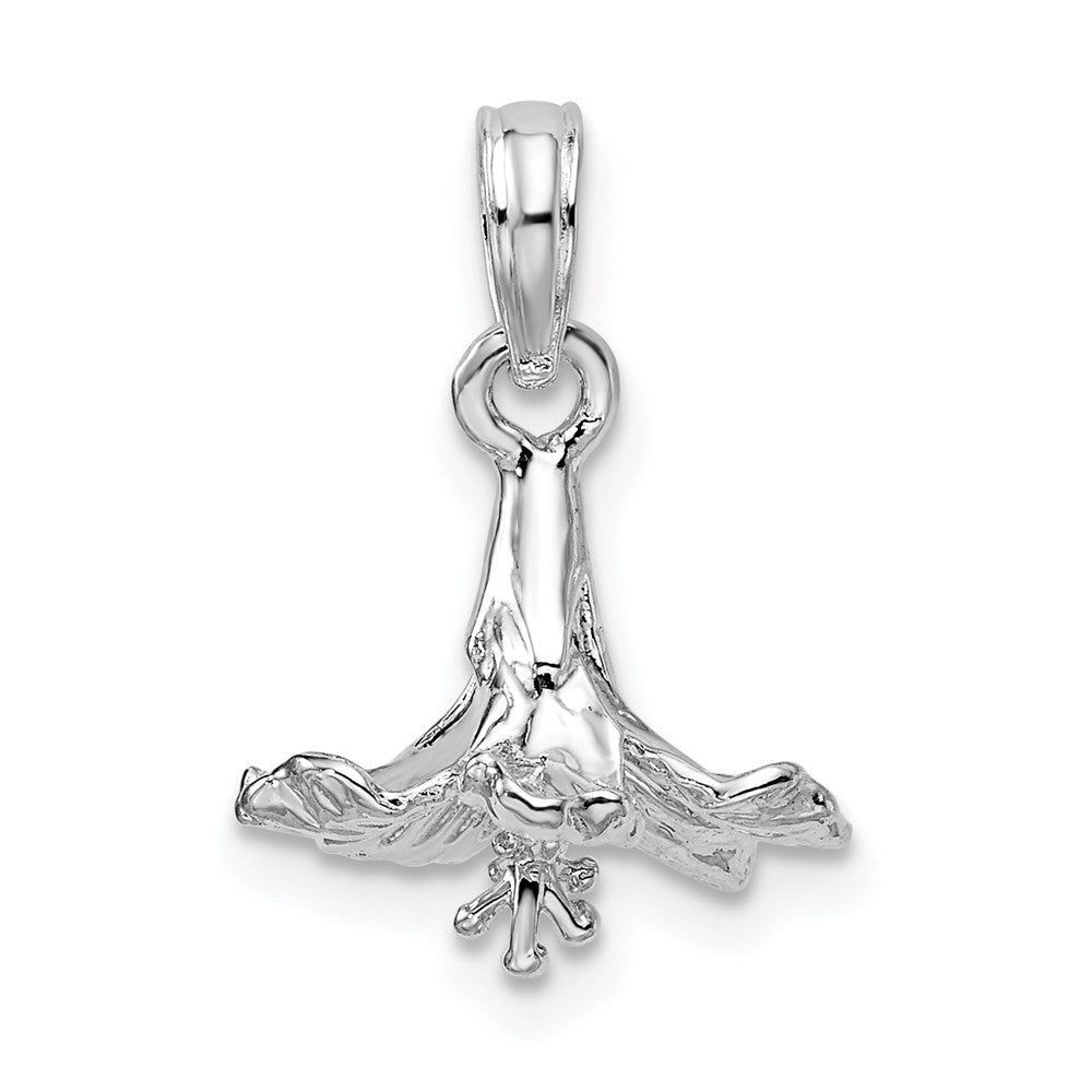 Sterling Silver Polished 3D Hibiscus Flower Pendant