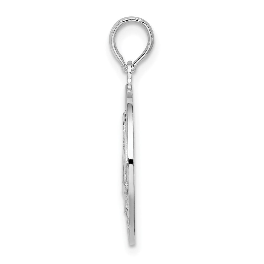 Sterling Silver Polished Mystic, CT Circle w/Sailboat Pendant