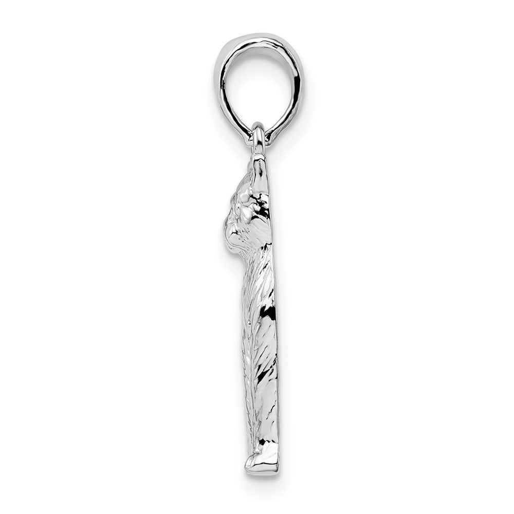Sterling Silver Textured Sitting Cat Pendant