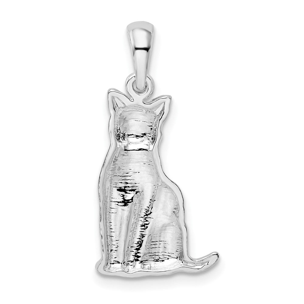 Sterling Silver Textured Sitting Cat Pendant