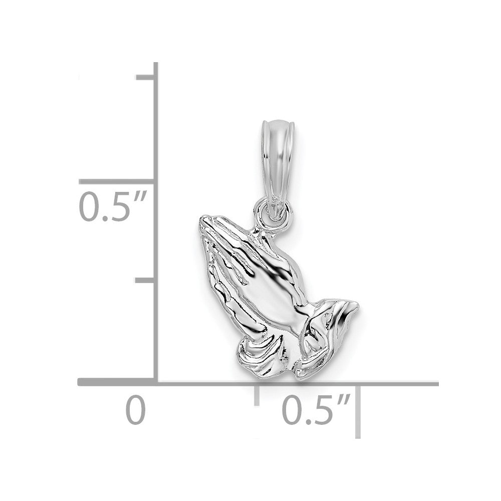 Sterling Silver Polished Praying Hands Pendant