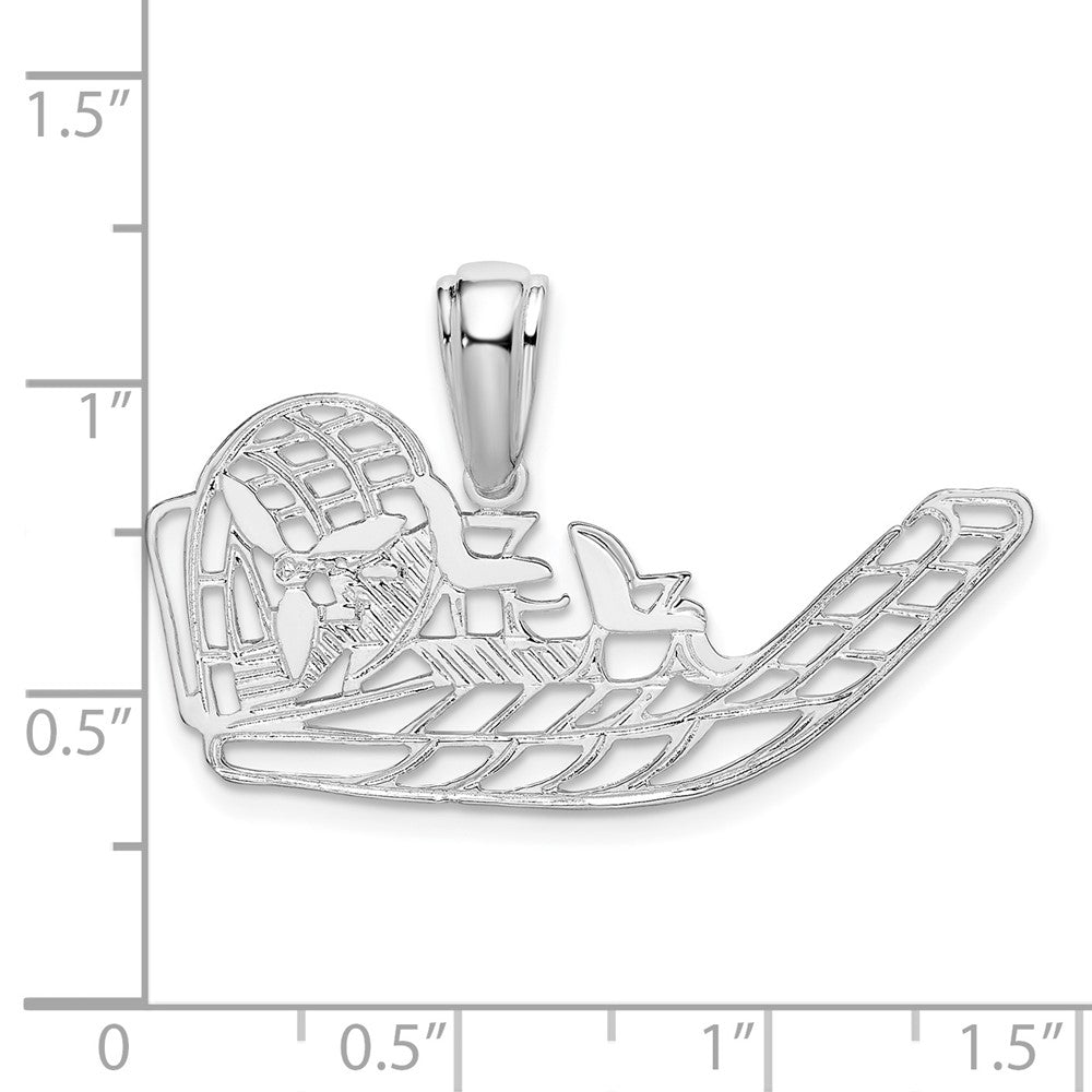 Sterling Silver Polished Cut-out Flat Airboat Pendant