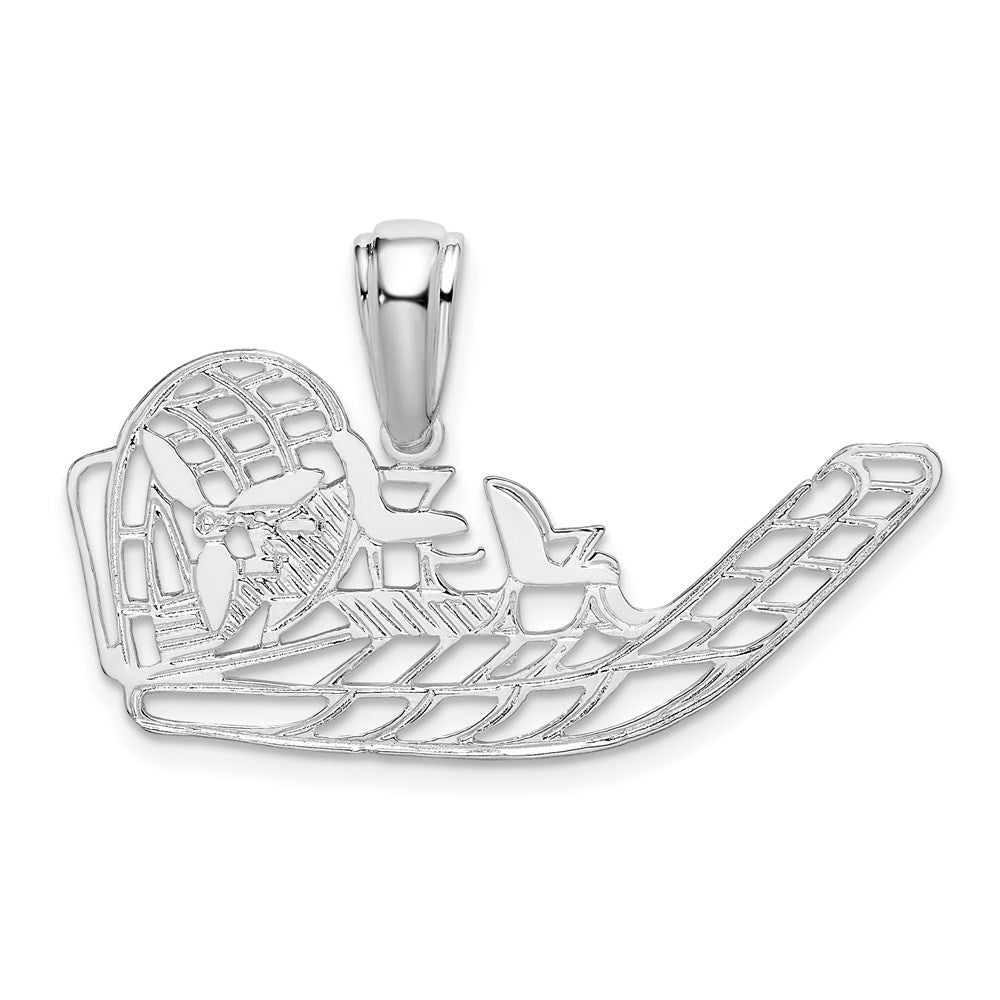 Sterling Silver Polished Cut-out Flat Airboat Pendant
