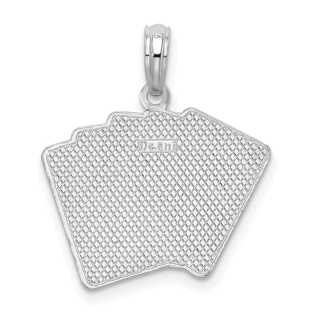 Sterling Silver Polished Enameled Cards Royal Flush Pendant