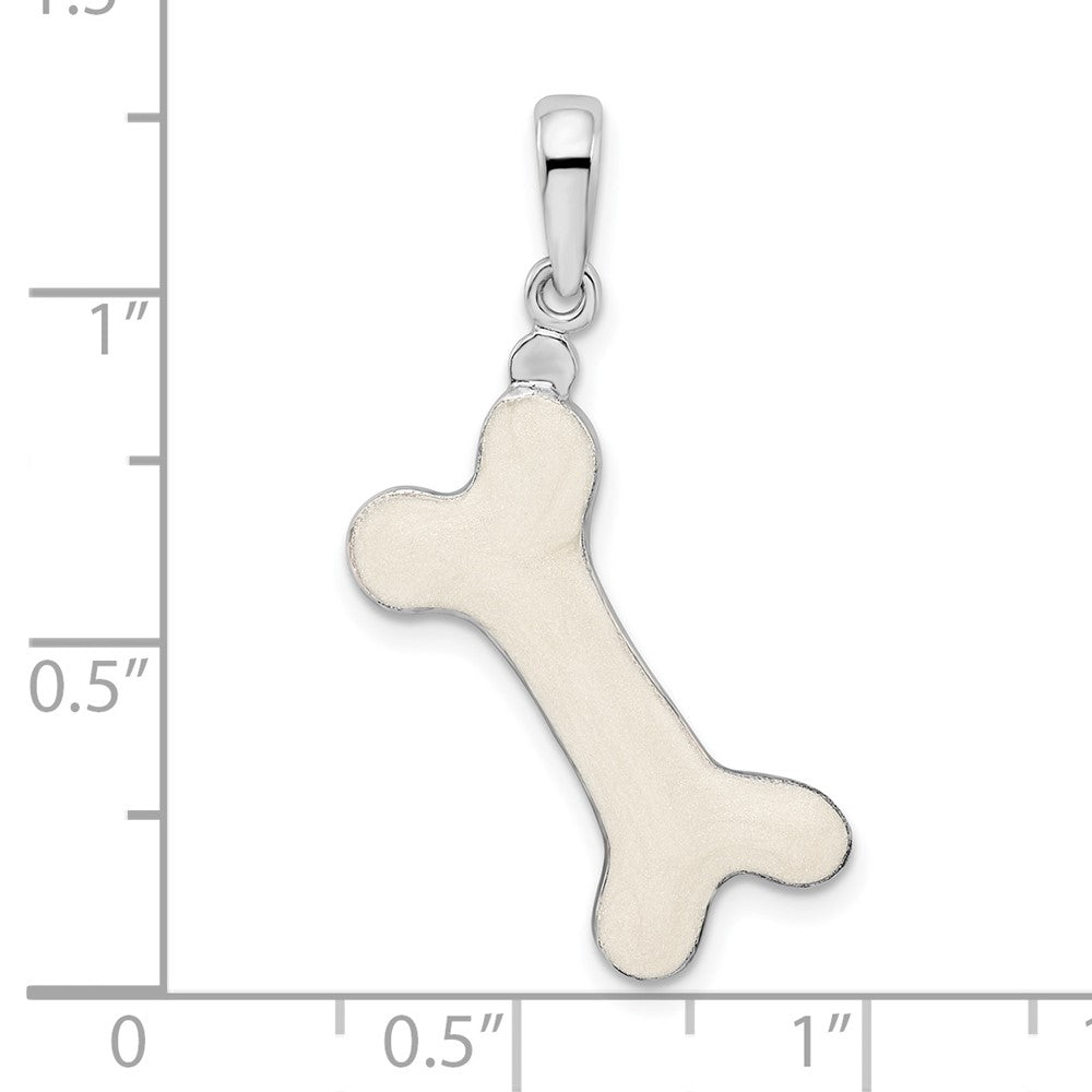 Sterling Silver Polished 3D Enameled Dog Bone Pendant