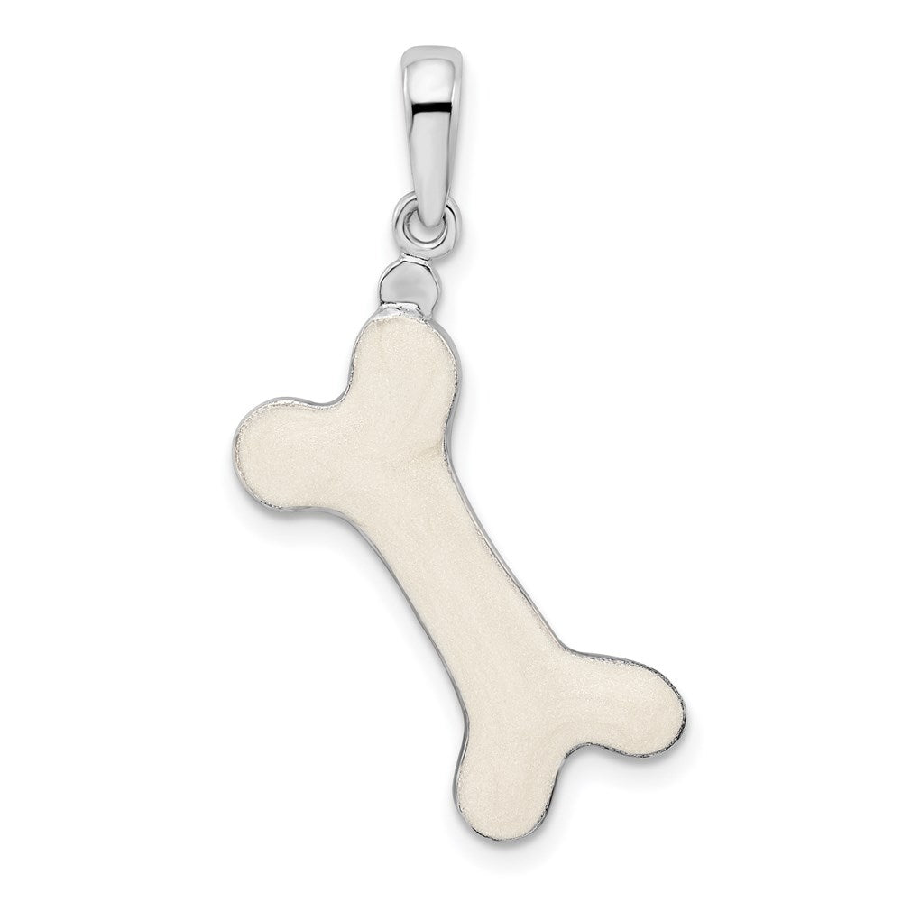Sterling Silver Polished 3D Enameled Dog Bone Pendant