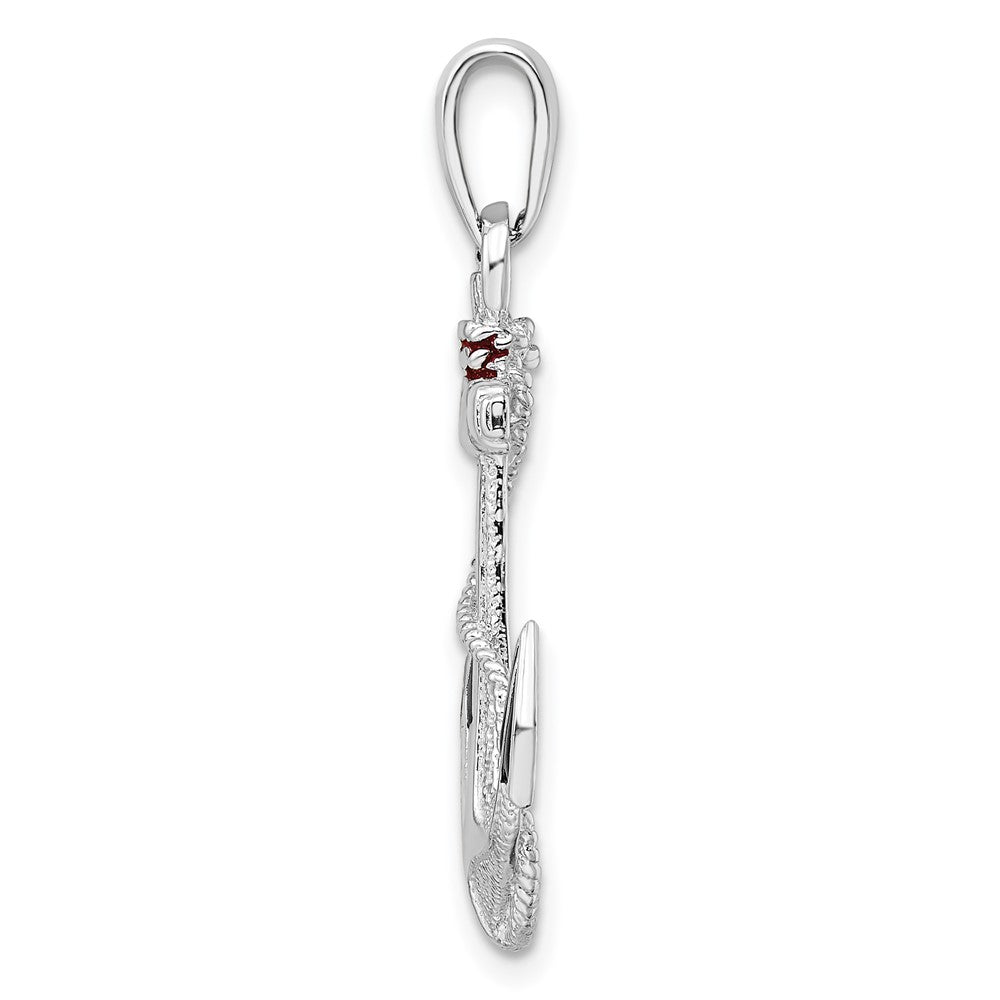 Sterling Silver Polished Enameled Anchor w/Rope Pendant