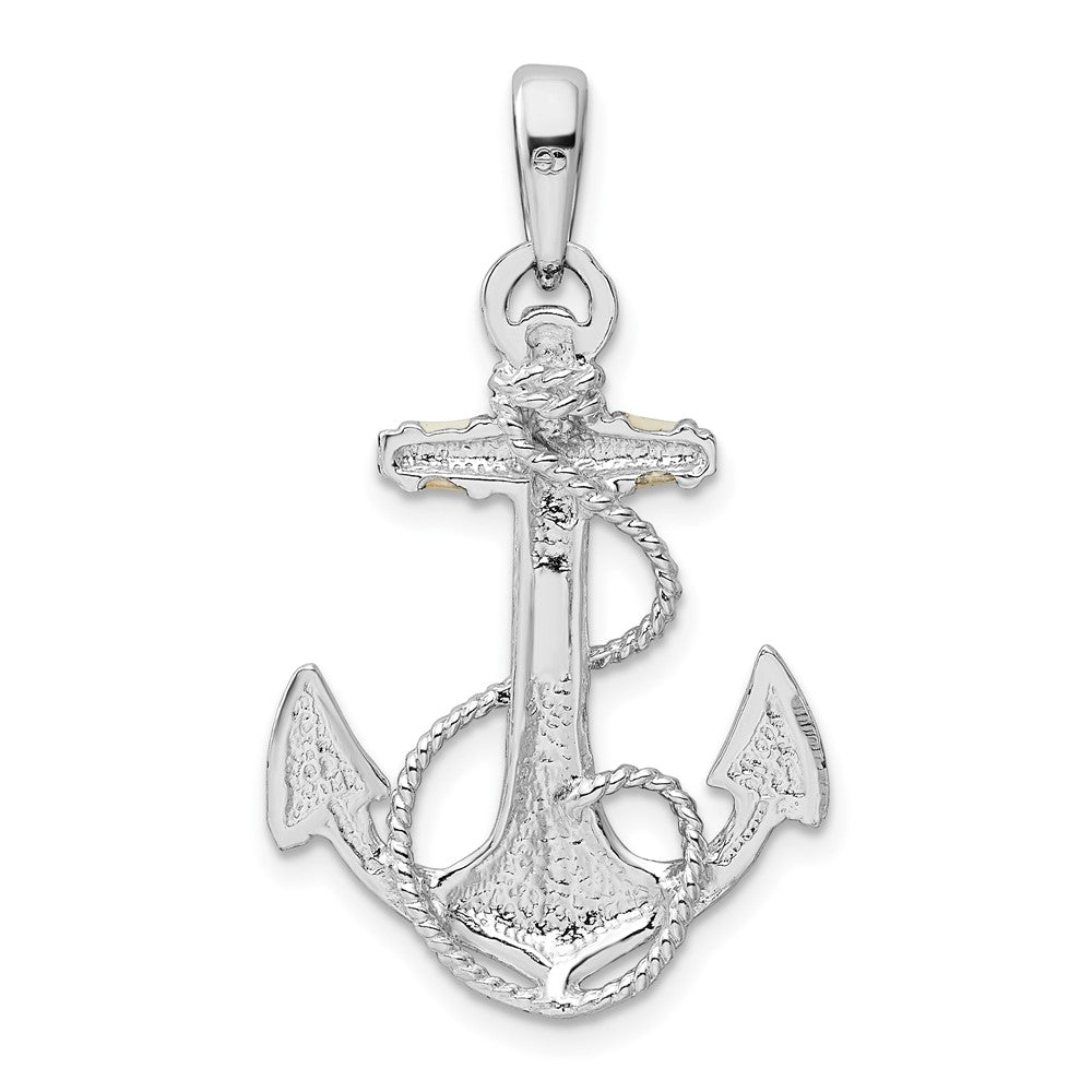 Sterling Silver Polished Enameled Anchor w/Rope Pendant