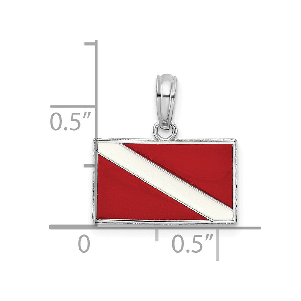 Sterling Silver Polished Enameled Dive Flag Pendant