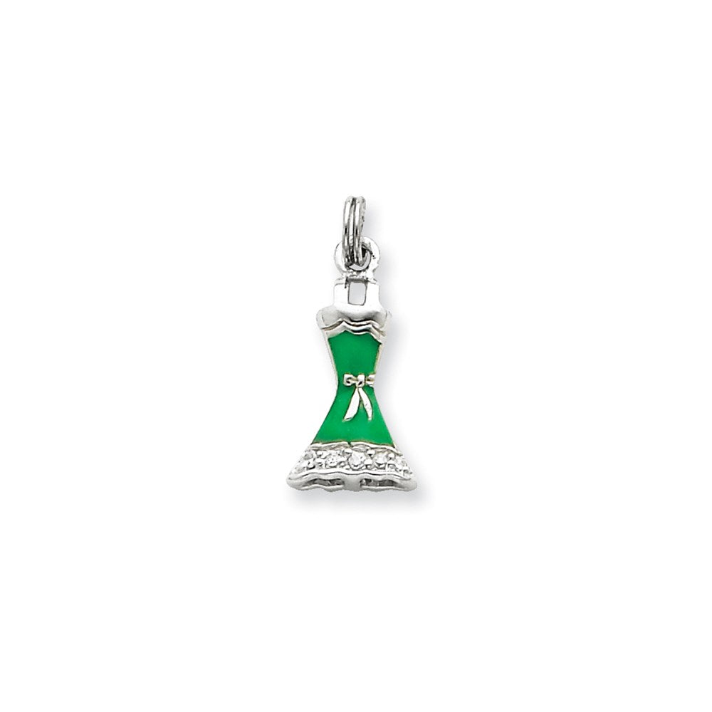 Sterling Silver CZ & Green Enameled Dress Charm – TreasureFineJeweler