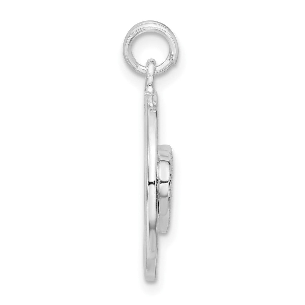 Sterling Silver Polished Together Forever Double Heart Circle Charm
