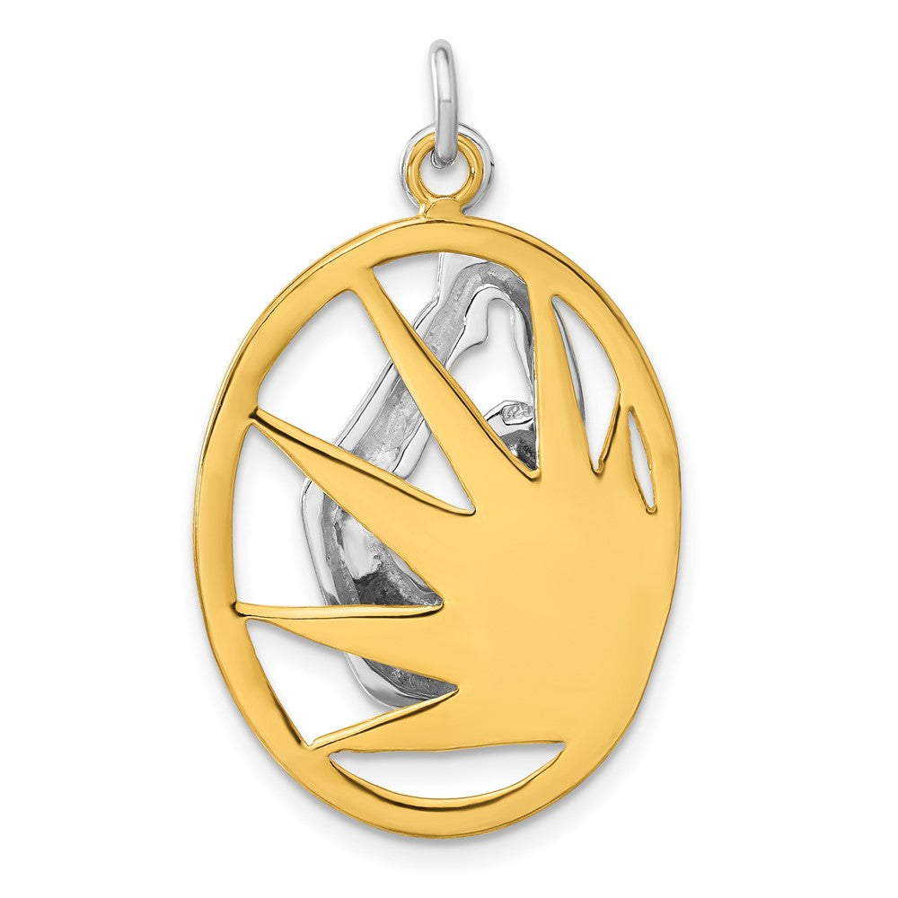 Sterling Silver Gold-tone Sunburst Yoga Pendant