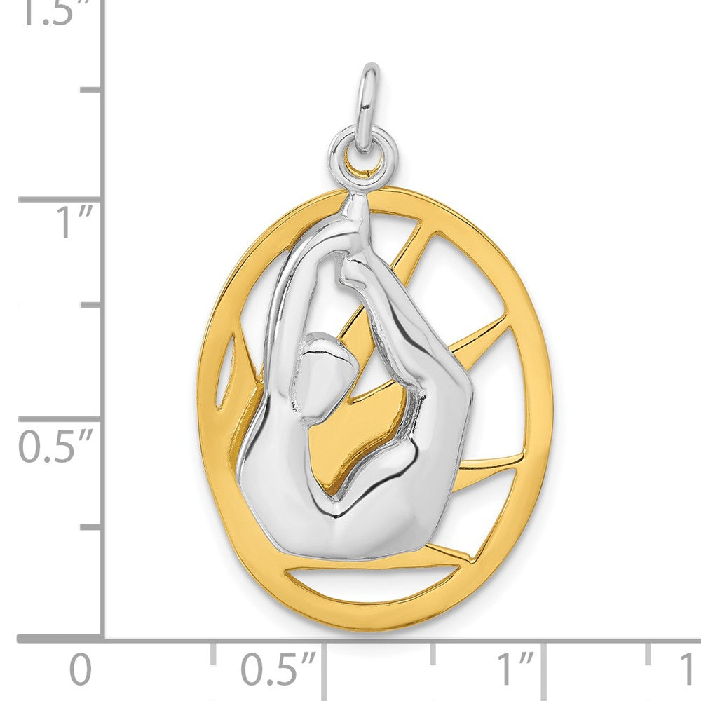 Sterling Silver Gold-tone Sunburst Yoga Pendant