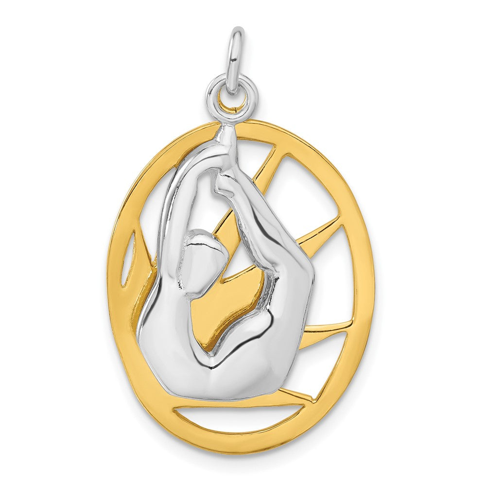 Sterling Silver Gold-tone Sunburst Yoga Pendant