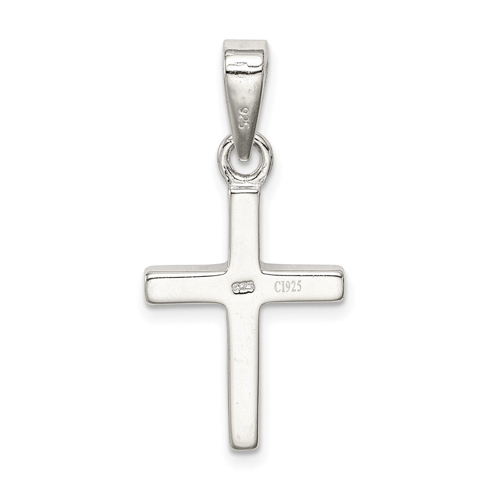 Sterling Silver Blue Inlay Created Opal Thin Cross Pendant