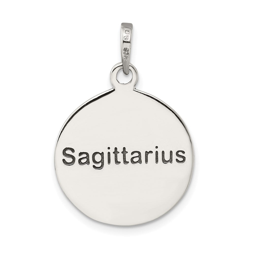 Sterling Silver Polished Antique Finish Sagittarius Horoscope Pendant