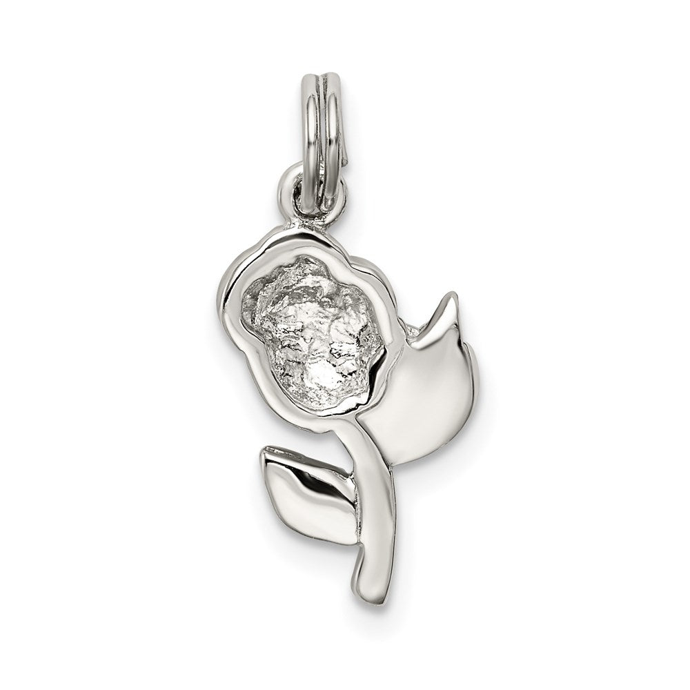 Sterling Silver Green & Red Enamel Rose Charm
