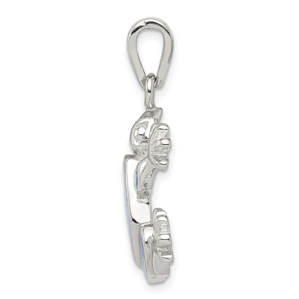 Sterling Silver Blue Inlay Created Opal FrogPendant