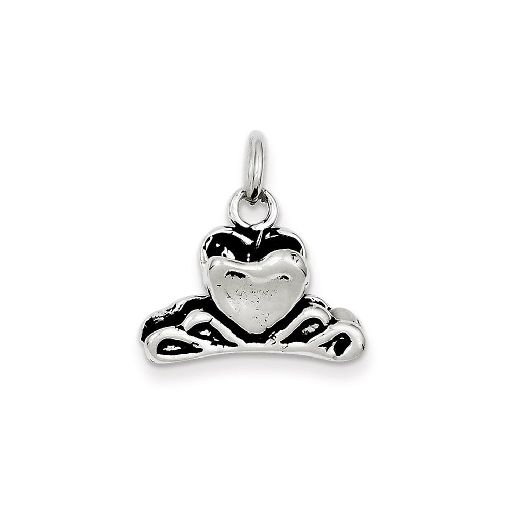 Sterling Silver Antiqued Heart Hair Clip Charm