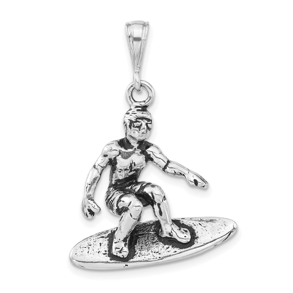 Sterling Silver Antiqued Surfing Charm