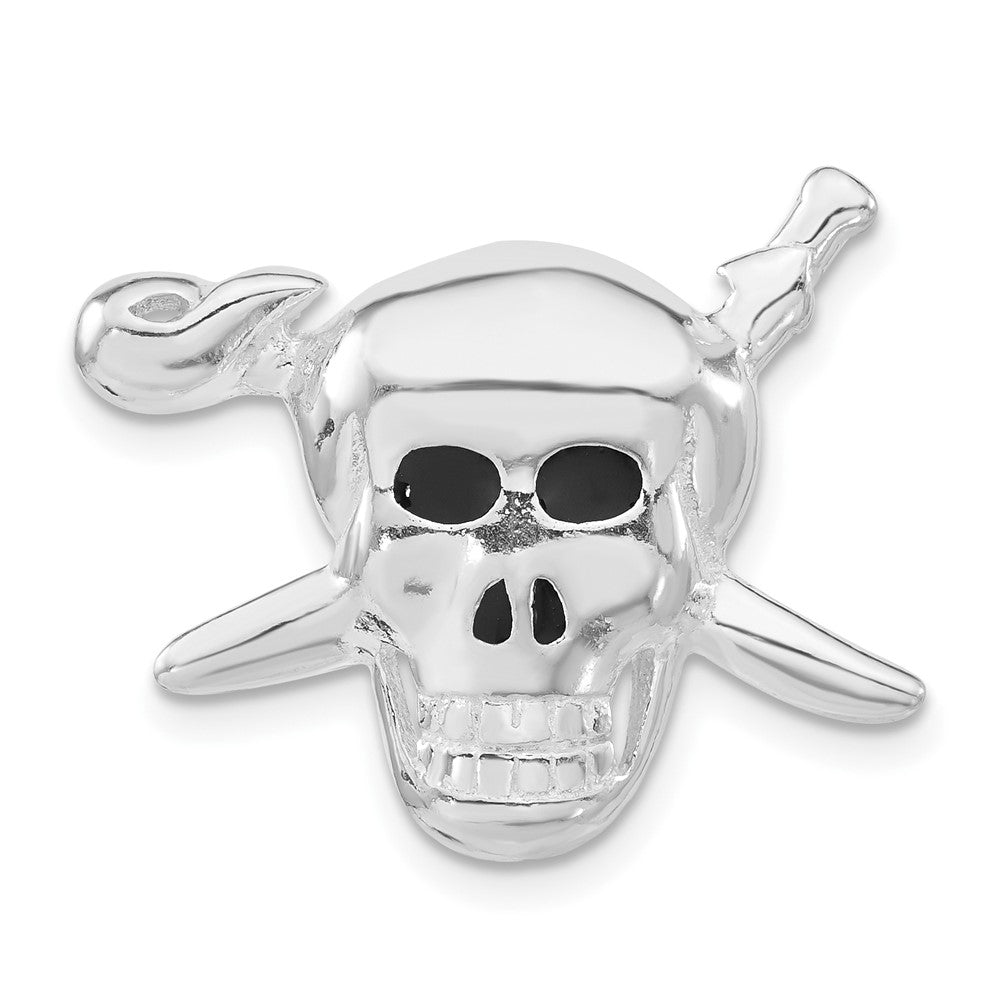 Sterling Silver with Enamel Skull with Cross Bones Pendant