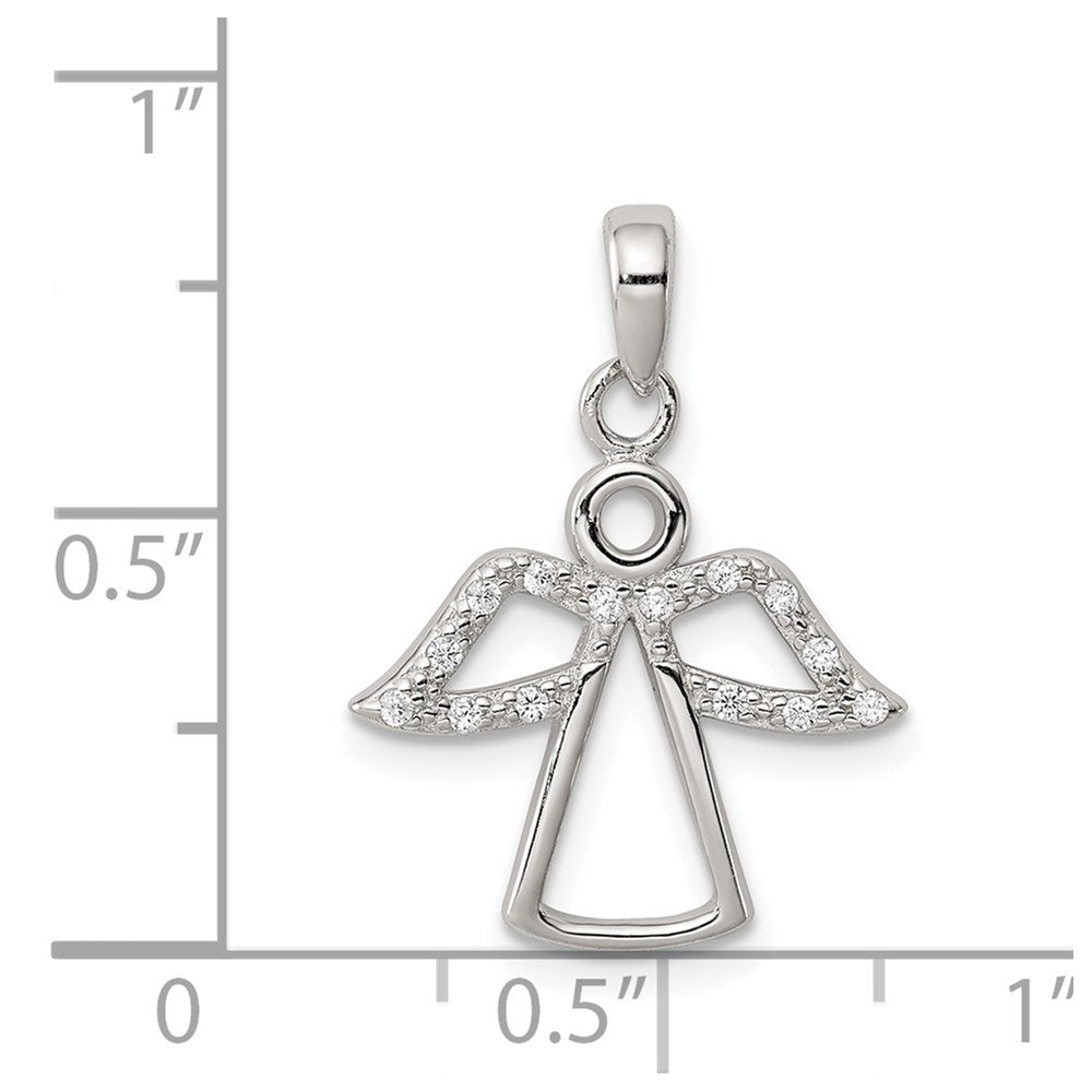 Sterling Silver Angel w/ CZ Wings Pendant