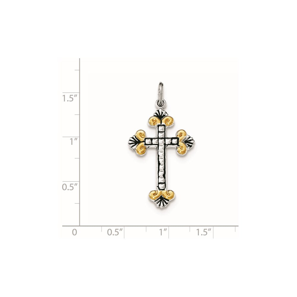 Sterling Silver & Gold-tone Textured Flared Ends Cross