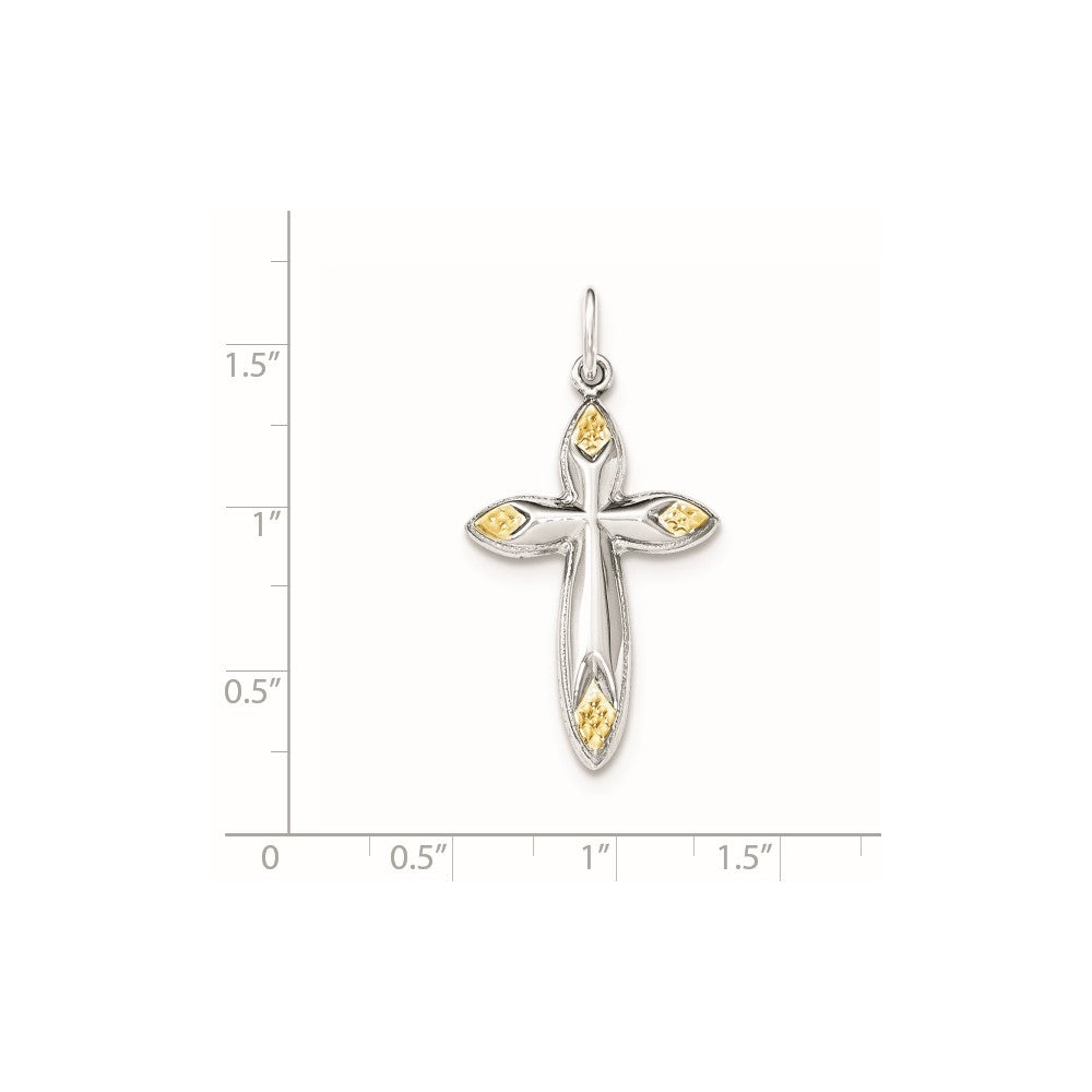 Sterling Silver & Gold-tone Hollow Cross Pendant