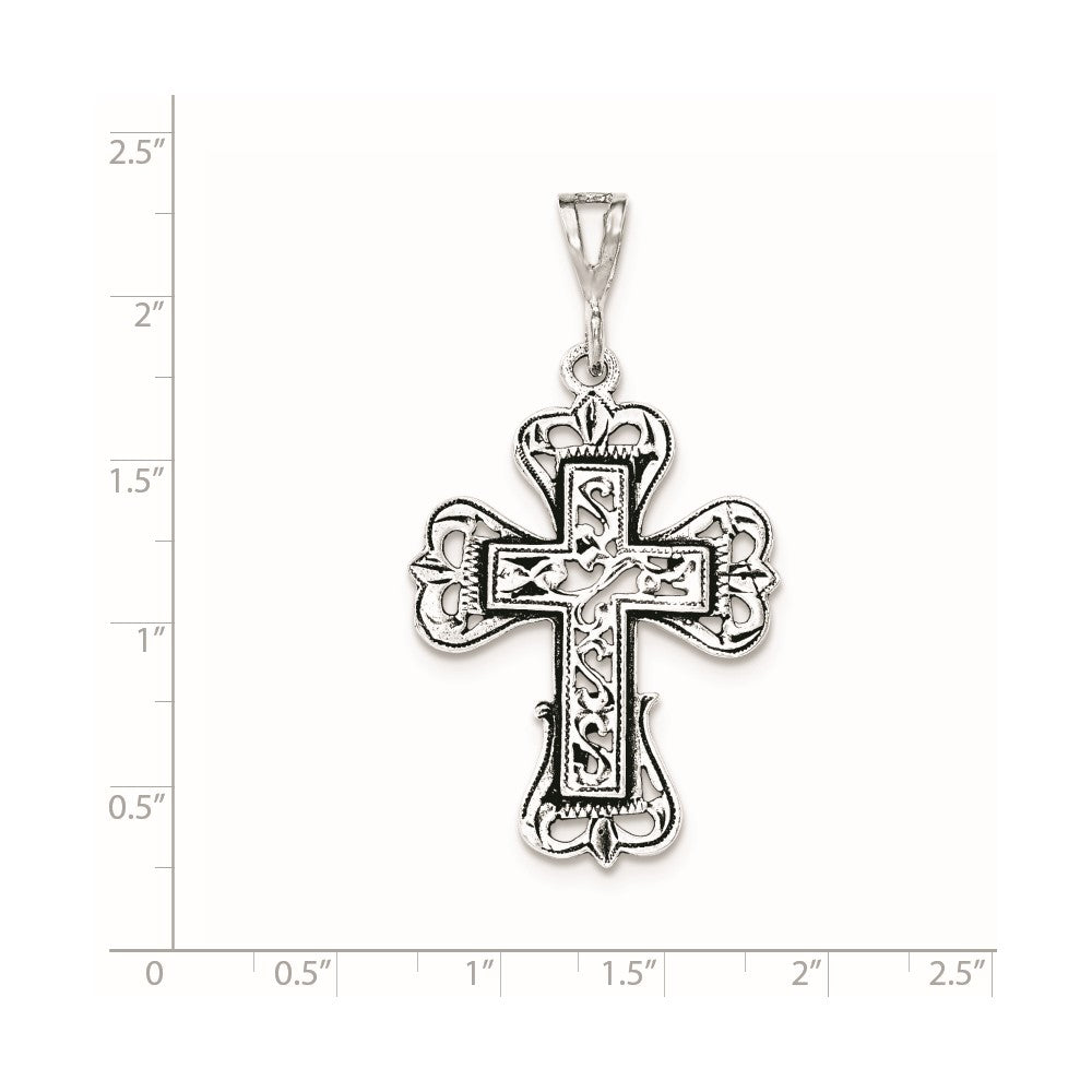 Sterling Silver Antiqued S Design Cross Pendant