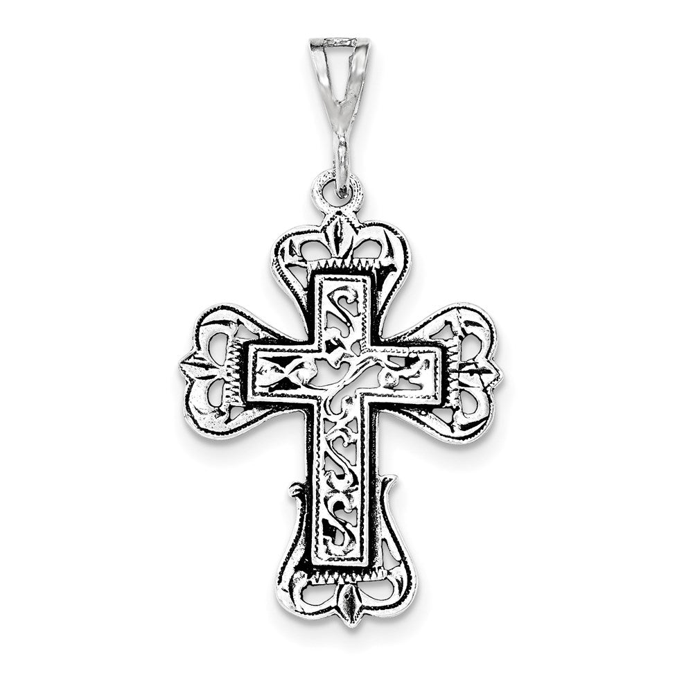 Sterling Silver Antiqued S Design Cross Pendant