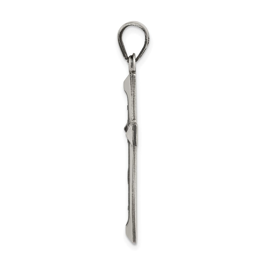 Sterling Silver Antiqued, Polished and Brushed Latin Cross Pendant