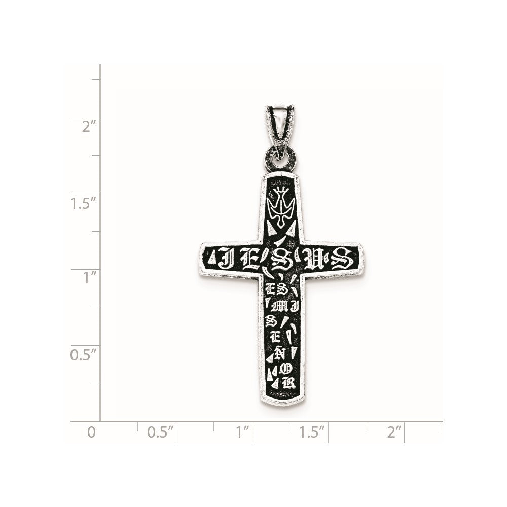Sterling Silver Antiqued Jesus Cross Pendant