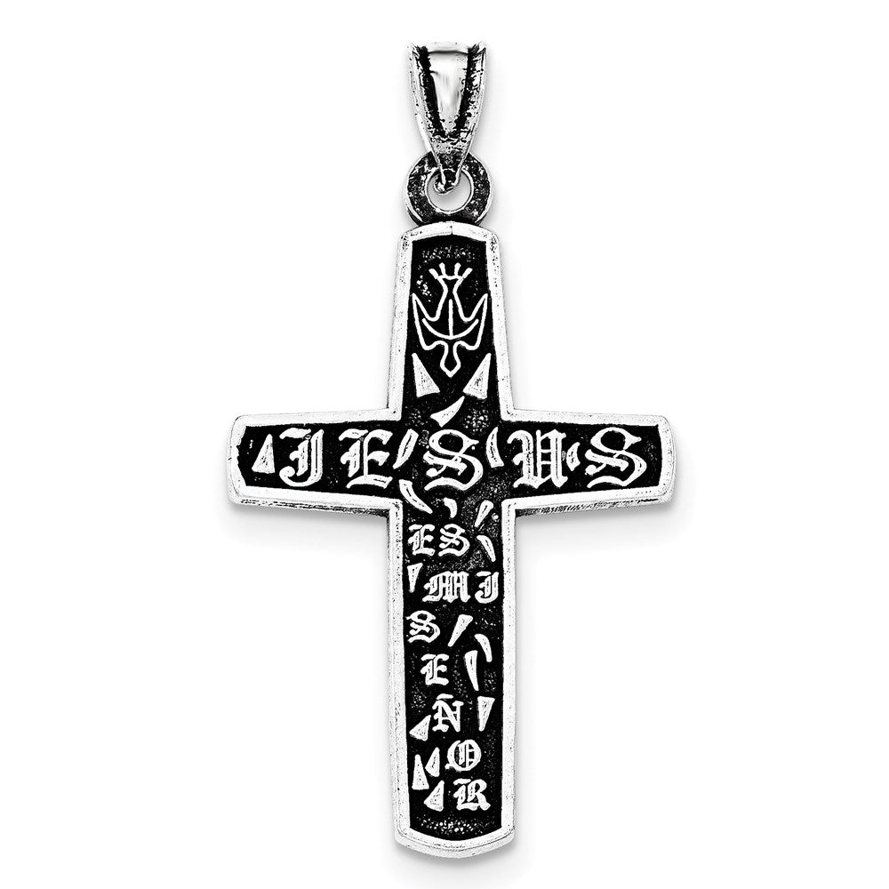 Sterling Silver Antiqued Jesus Cross Pendant